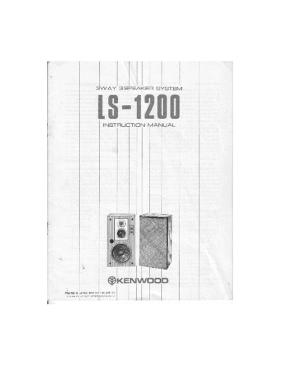 Kenwood LS-1200 3 way 3 speakers system ls-1200 instruction manual